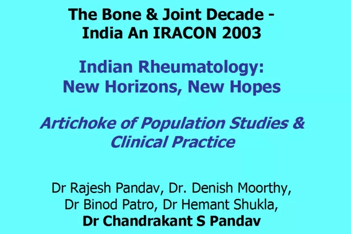 the bone joint decade india an iracon 2003 indian