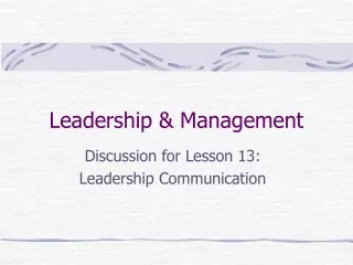 Leadership &amp; Management