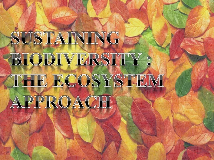 sustaining biodiversity the ecosystem approach