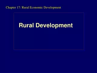 Chapter 17: Rural Economic Development