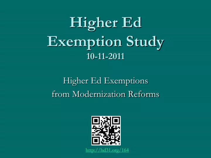 higher ed exemption study 10 11 2011