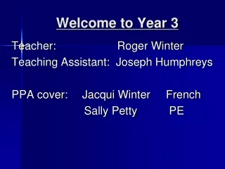 Welcome to Year 3