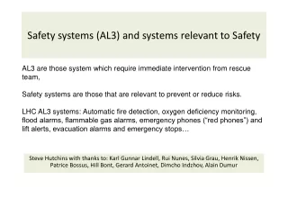 Safety systems (AL3) and systems relevant to Safety