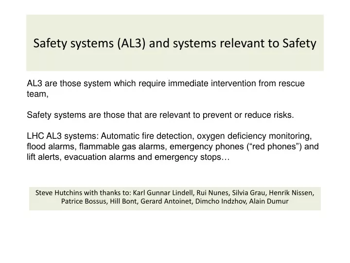 safety systems al3 and systems relevant to safety