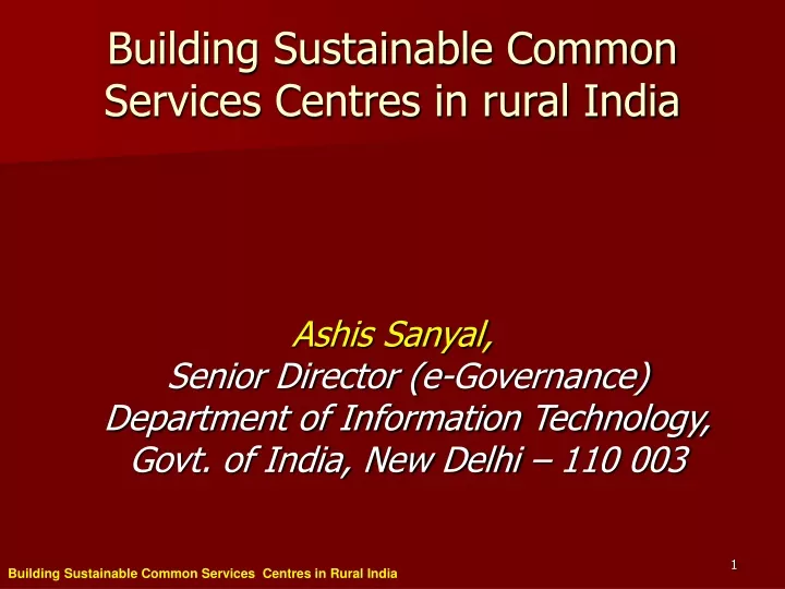 building sustainable common services centres in rural india