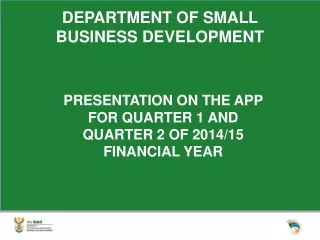 DEPARTMENT OF SMALL BUSINESS DEVELOPMENT