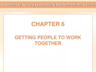 CHAPTER 6 GETTING PEOPLE TO WORK TOGETHER