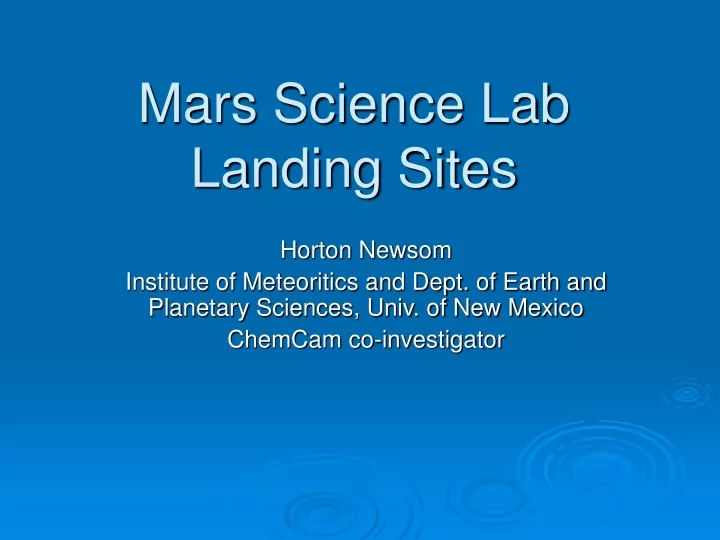 mars science lab landing sites