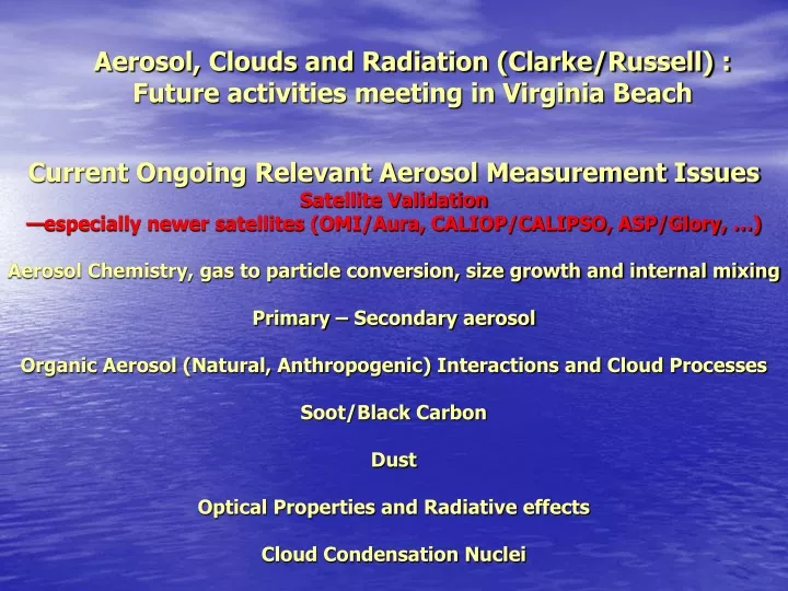 aerosol clouds and radiation clarke russell
