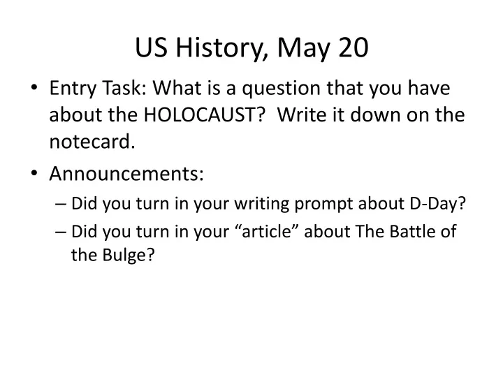 us history may 20