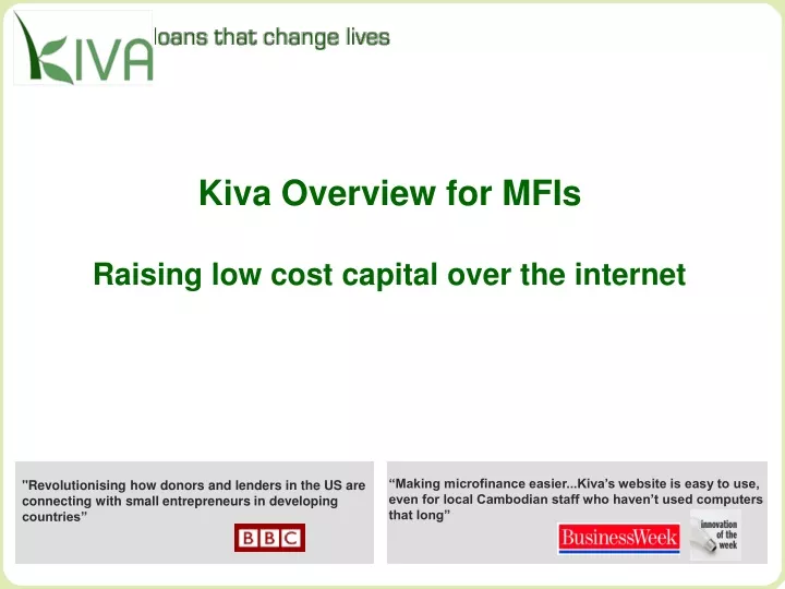 kiva overview for mfis raising low cost capital over the internet