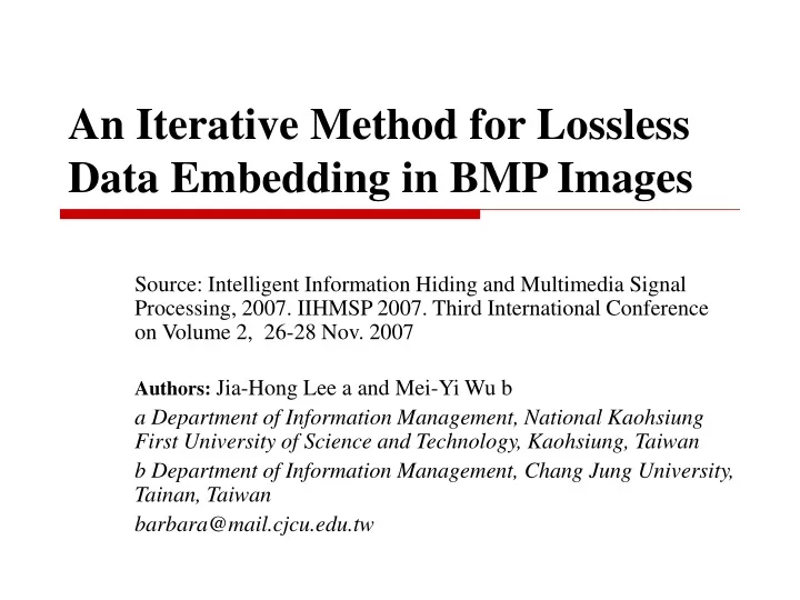 an iterative method for lossless data embedding in bmp images