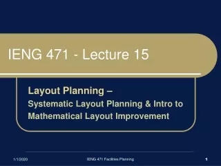 IENG 471 - Lecture 15