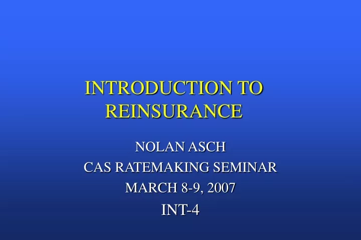 introduction to reinsurance