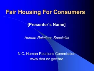 Fair Housing For Consumers