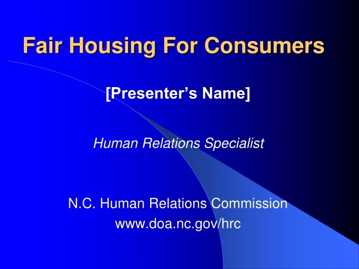 fair housing for consumers