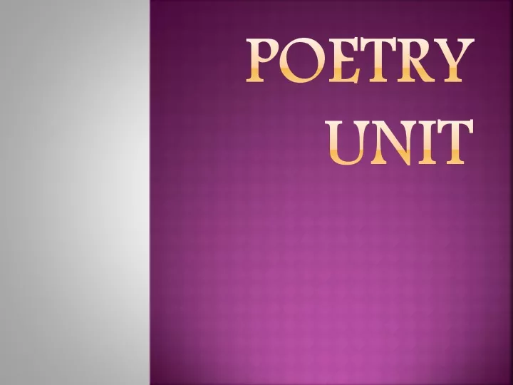 Ppt Poetry Unit Powerpoint Presentation Free Download Id9321699