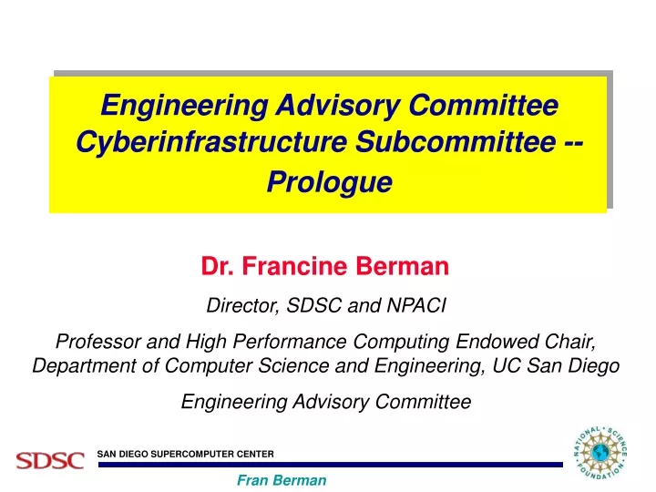 engineering advisory committee cyberinfrastructure subcommittee prologue