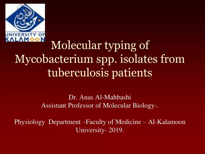 molecular typing of mycobacterium spp isolates