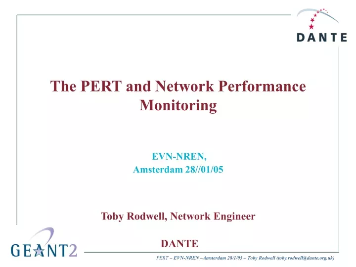 the pert and network performance monitoring