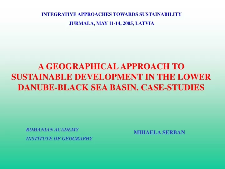integrative approaches towards sustainability
