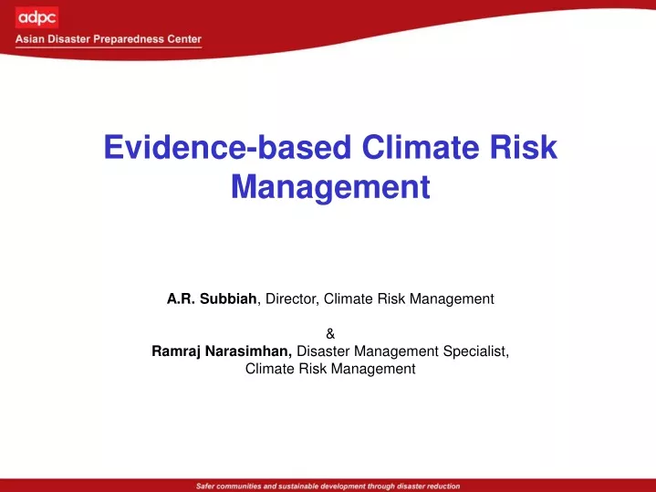 evidence based climate risk management