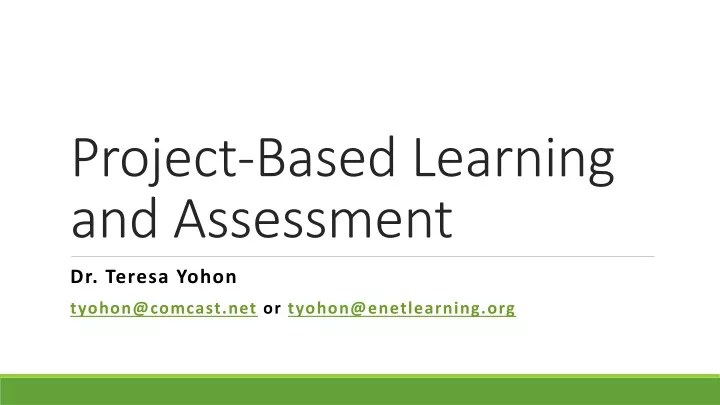 project based learning and assessment