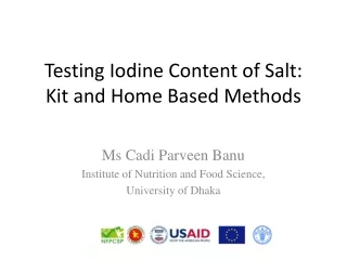 Testing Iodine Content of Salt:  Kit and Home Based Methods