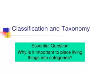 Classification and Taxonomy