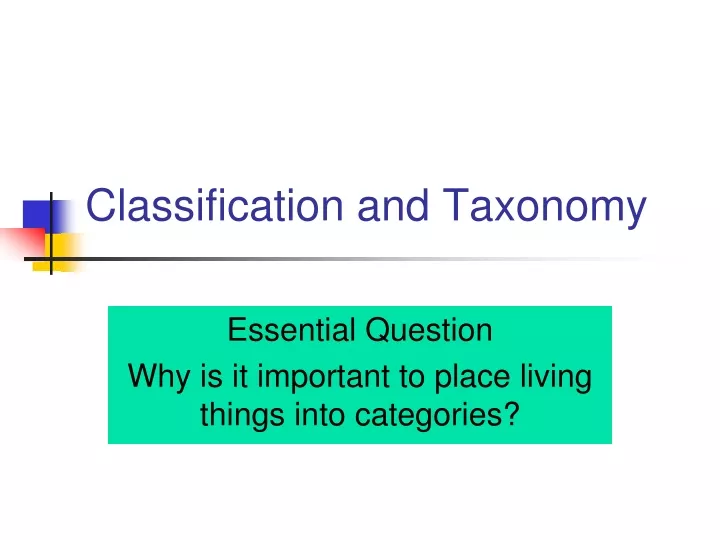 classification and taxonomy