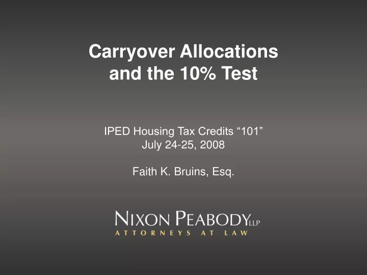 carryover allocations and the 10 test