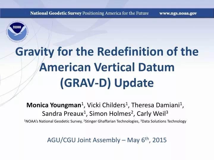 gravity for the redefinition of the american vertical datum grav d update
