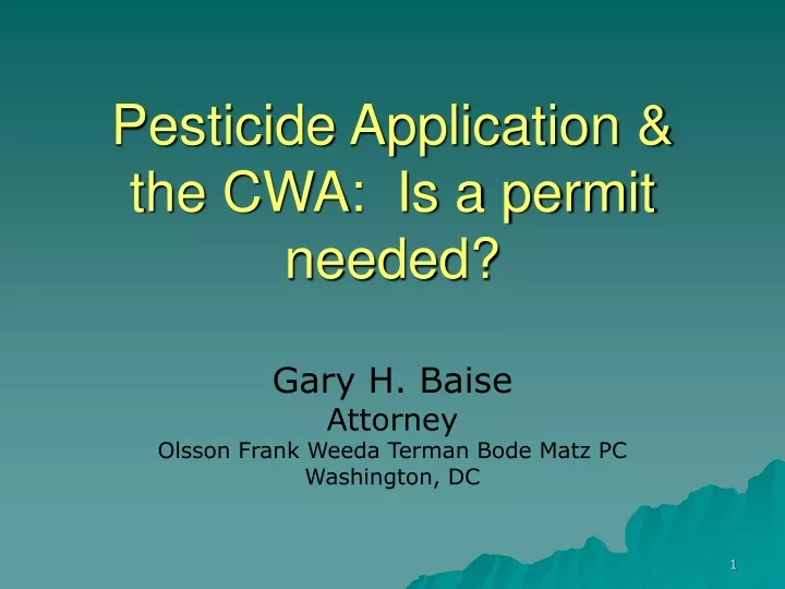 pesticide application the cwa is a permit needed