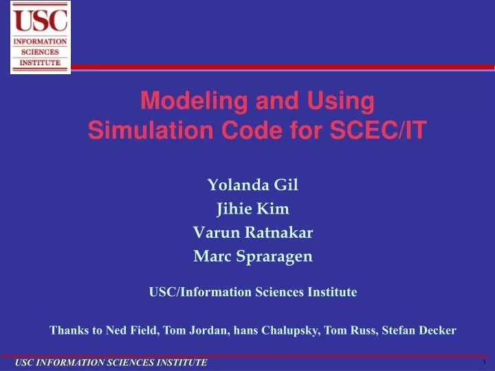 modeling and using simulation code for scec it