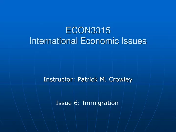 econ3315 international economic issues