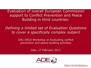 DAC OECD Workshop on  Evaluating conflict prevention and peace-building activities