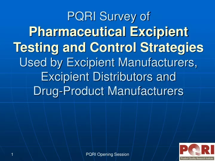pqri survey of pharmaceutical excipient testing