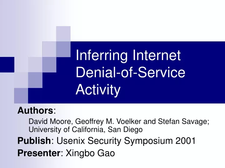 inferring internet denial of service activity