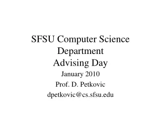 SFSU Computer Science Department Advising Day