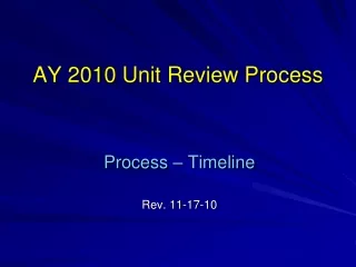 AY 2010 Unit Review Process