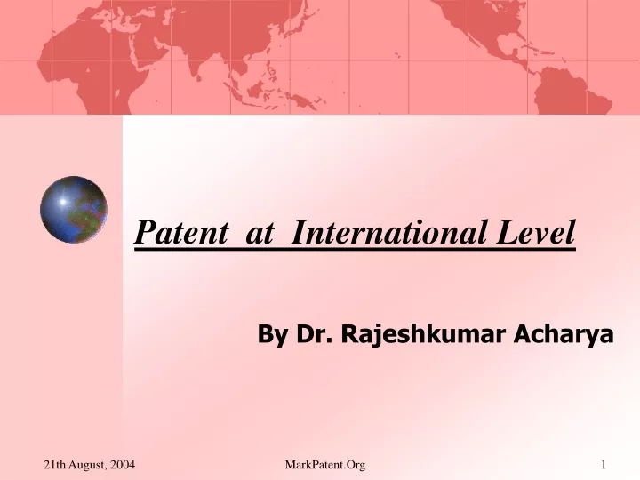 patent at international level