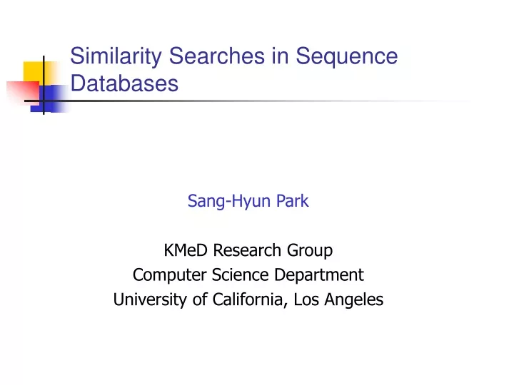 similarity searches in sequence databases
