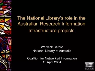 The National Library’s role in the Australian Research Information Infrastructure projects