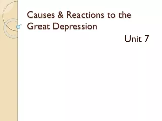 Causes &amp; Reactions to the Great Depression