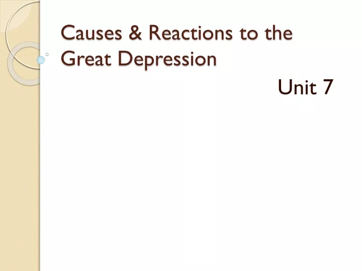 causes reactions to the great depression
