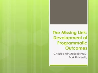 The Missing Link: Development of Programmatic Outcomes