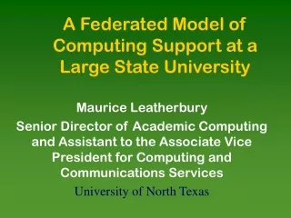 A Federated Model of Computing Support at a Large State University