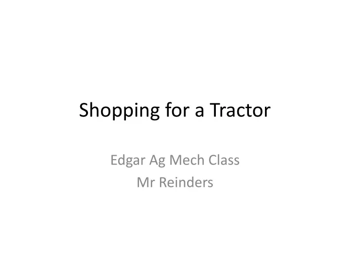 shopping for a tractor