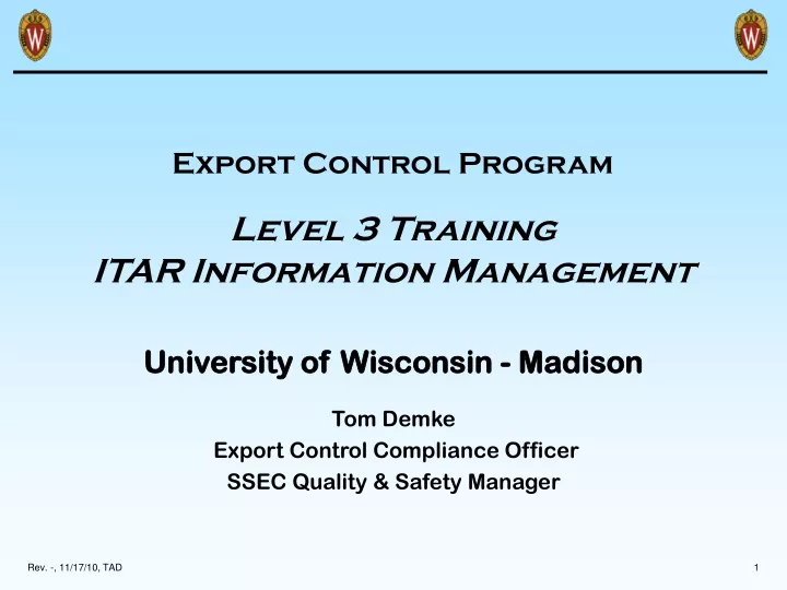 export control program level 3 training itar