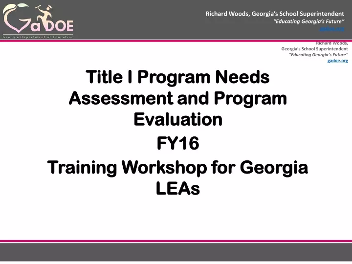 title i program needs assessment and program